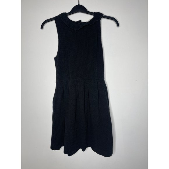 Anthropologie Ganni Pinnacle Textured Sleeveless High Ruffle Neck Fit Flare Dres - Picture 2 of 12